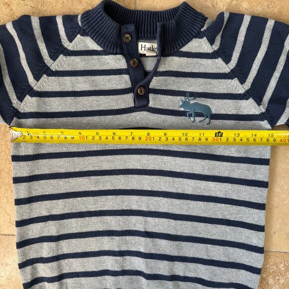 Hatley Boys Sweater Size 7 Striped Pullover Cotton Knit Blue Fall Winter Warm - Picture 4 of 7